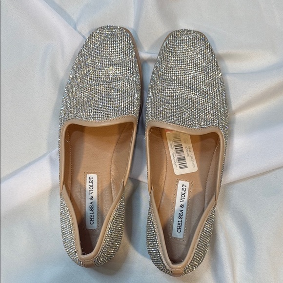 Chelsea & Violet, Silver Bling Shoes, Flats, Sz 7, Rhinestone Crystals, Shiny - Picture 9 of 11